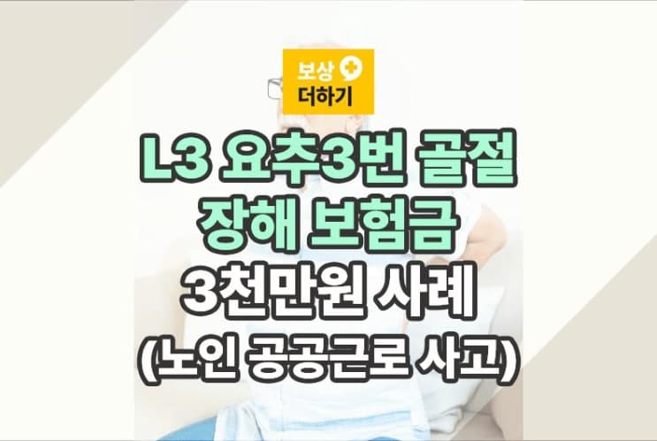 L3 골절, 요추 3번 후유장해 보험금 3천만원 사례 (노인 공공근로 사고)