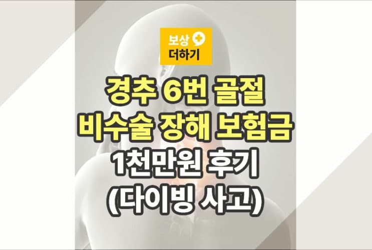 경추 6번 골절, 비수술 장해 보험금 1천만원 후기 (다이빙 사고)
