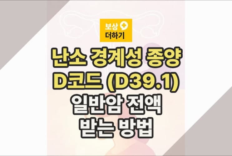 난소 경계성 종양 진단비, 일반암 전액 받는 방법 (D39.1)