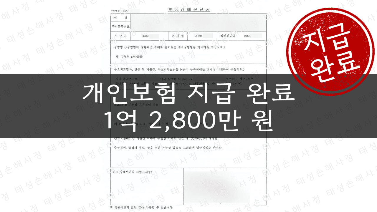인보험 상해후유장해 1억 2,800만 원 보상 - 해외여행 낙상사고| 태성손해사정