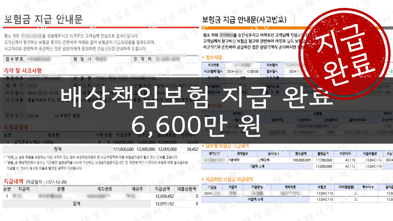 배상책임보험 6,680만 원 보상 - 수상레저 빠지사고| 태성손해사정